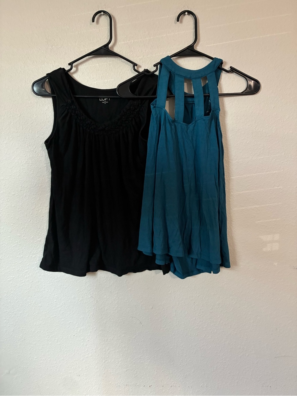 Black Sleeveless Top & Teal Strappy Tank Set loft & other